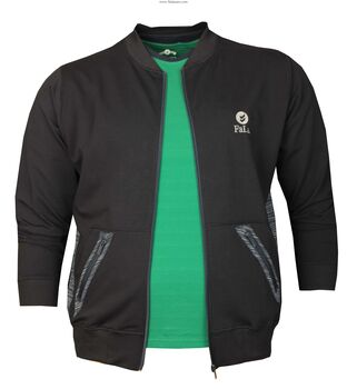 Büyük Beden Baharlık Fermuarlı Sweatshirt 80018 Lacivert - 1