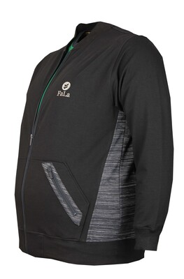 Büyük Beden Baharlık Fermuarlı Sweatshirt 80018 Lacivert - 2
