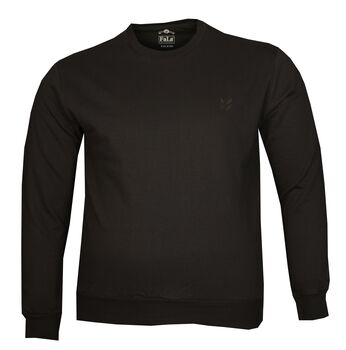 Büyük Beden Bisiklet Yaka Kalın Sweatshirt 79019-Siyah - 1