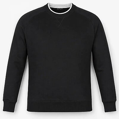 Büyük Beden Bisiklet Yaka Sweatshirt 79026 Siyah - 