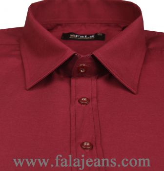 Büyük Beden Kısa Kol Düz Gömlek 51044 Bordo - 2
