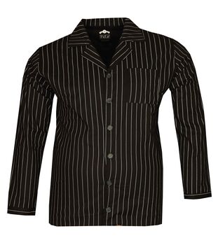 Büyük Beden Saf Pamuk Çizgili Pijama Takımı Siyah 86002 - 2