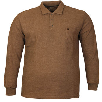 Büyük Beden Polo Yaka Kalın Sweatshirt 98424 A.KAHVE - 1