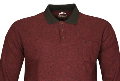 Büyük Beden Polo Yaka Kalın Sweatshirt 98421 Bordo - 2