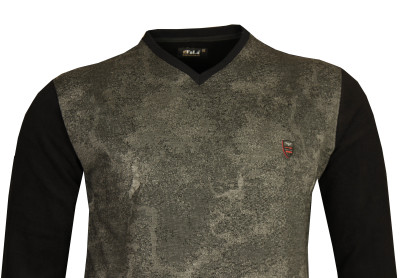 Büyük Beden V Yaka Kalın Sweatshirt 79010 Siyah - 2