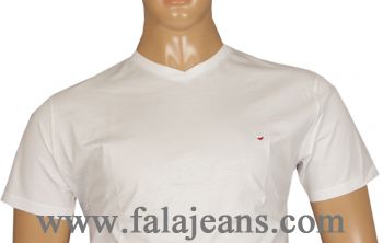 Büyük Beden V Yaka T-shırt 75032 Beyaz - 2